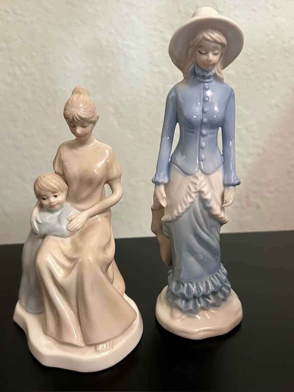 Porcelain Figurines Victorian Lady and Lady with Child